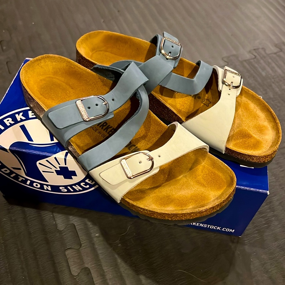 Birkenstock women’s Salina sandal in dove blue size 40N